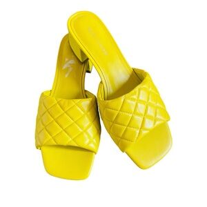 Marc Fisher Carsten Quilted Slip On Block Heels Shoes Women's 8M Yellow